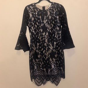 Francescas Black & Gold Bell Sleeve Dress